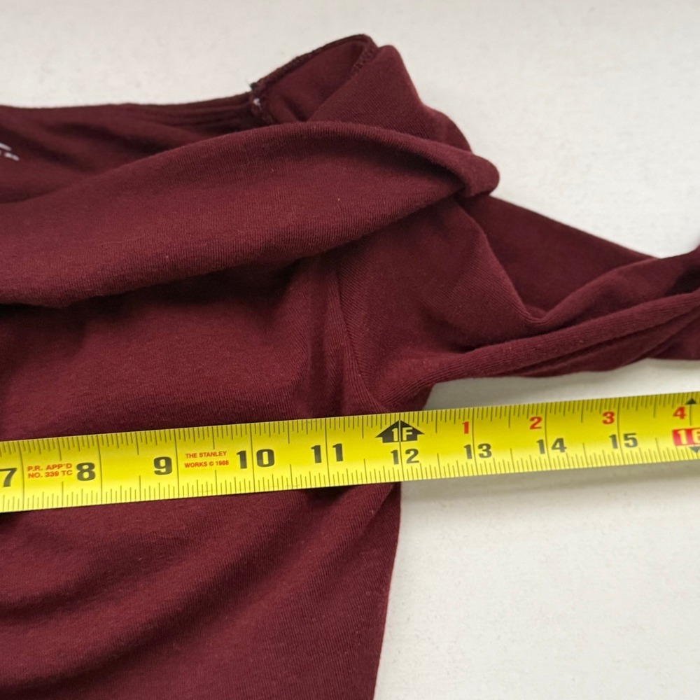 OGL Womens Off Shoulder Long Sleeve Brami Top Built-In Bra Burgundy Wine XS - Picture 9 of 10